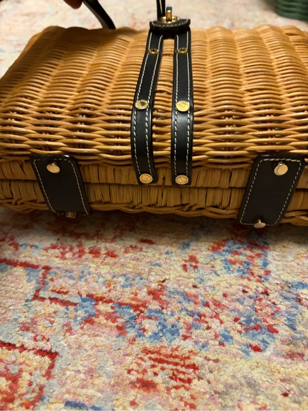 kate spade vintage Wicker Bag in Natural with Black Trim - Picture 2 of 4